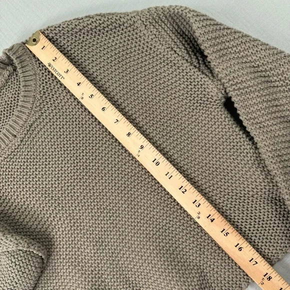 Blu Pepper Womens Medium Brown Chunky Knit Cropped Crewneck Sweater Boxy Fit - Picture 5 of 7